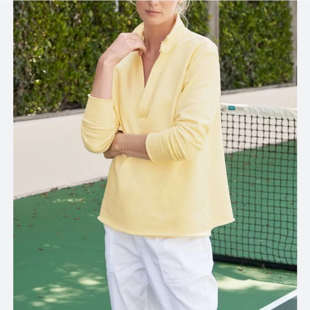 Frank & Eileen-Patrick Popover Henley Triple Fleece Cotton size: S Yam  (Yellow)